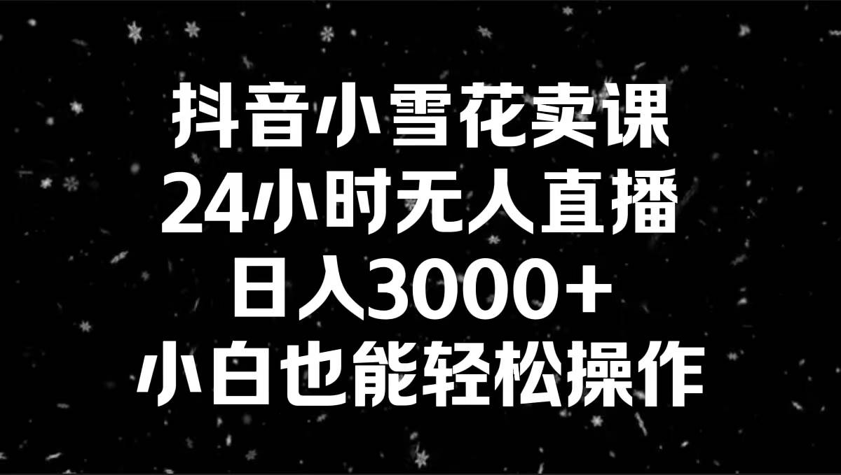 抖音小雪花卖课,24小时无人直播,日入3000+,小白也能轻松操作网创吧-网创项目资源站-副业项目-创业项目-搞钱项目网创吧